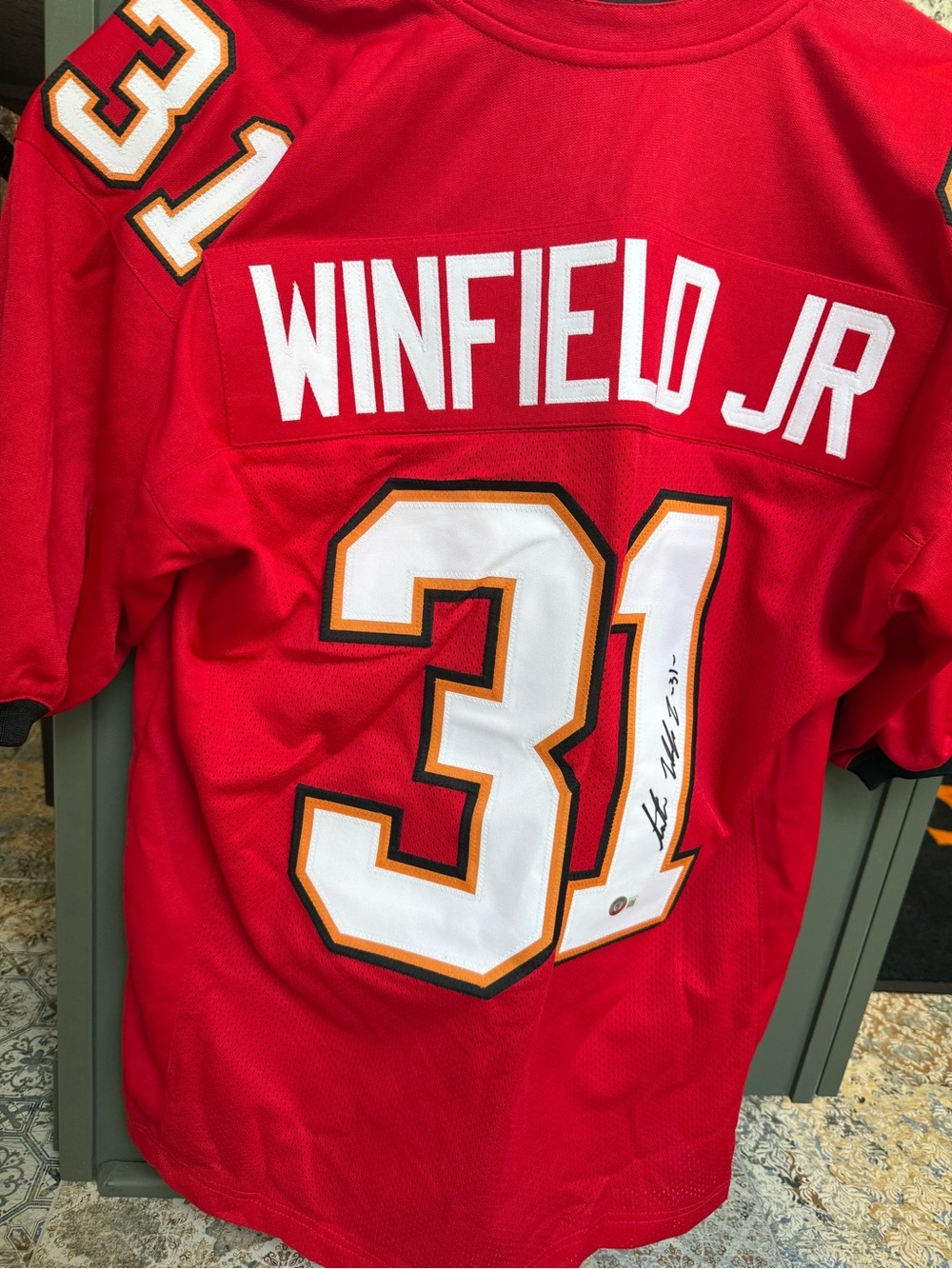 Winfield Jr #31 Red Signed Football Jersey